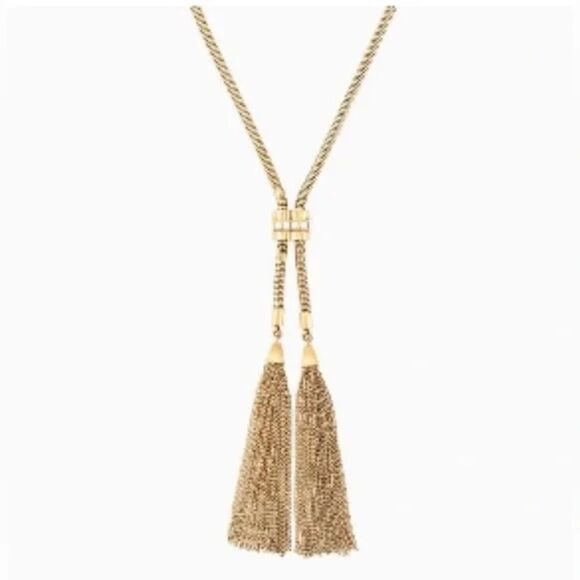 stella & dot ~ jacqueline lariatโnecklace ~ gold fringe tassel - Picture 3 of 11